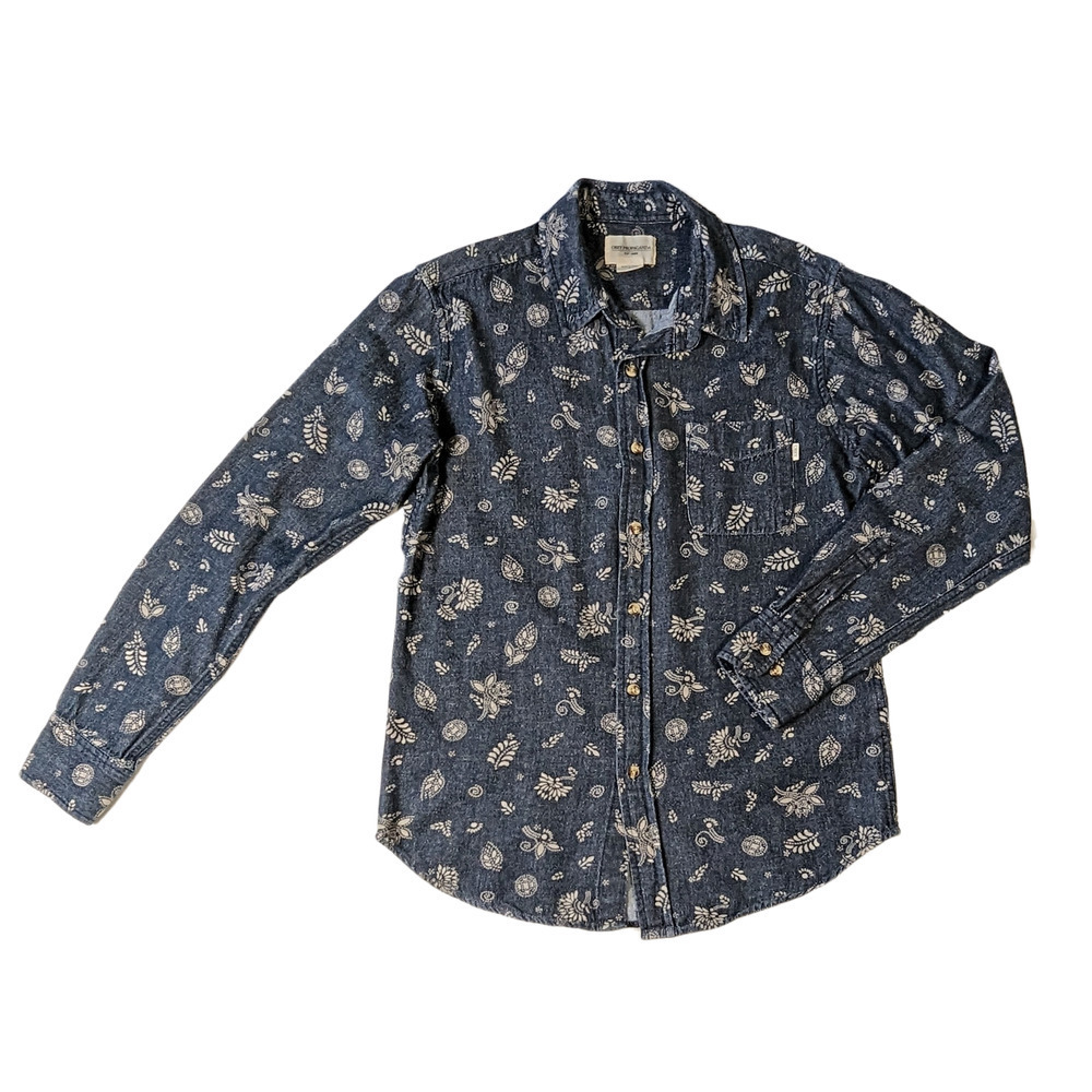 Obey Propaganda Floral Printed Chambray Shirt Size Small